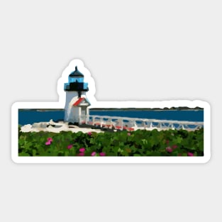 Brant Point Lighthouse Nantucket - Watercolor Effect Sticker